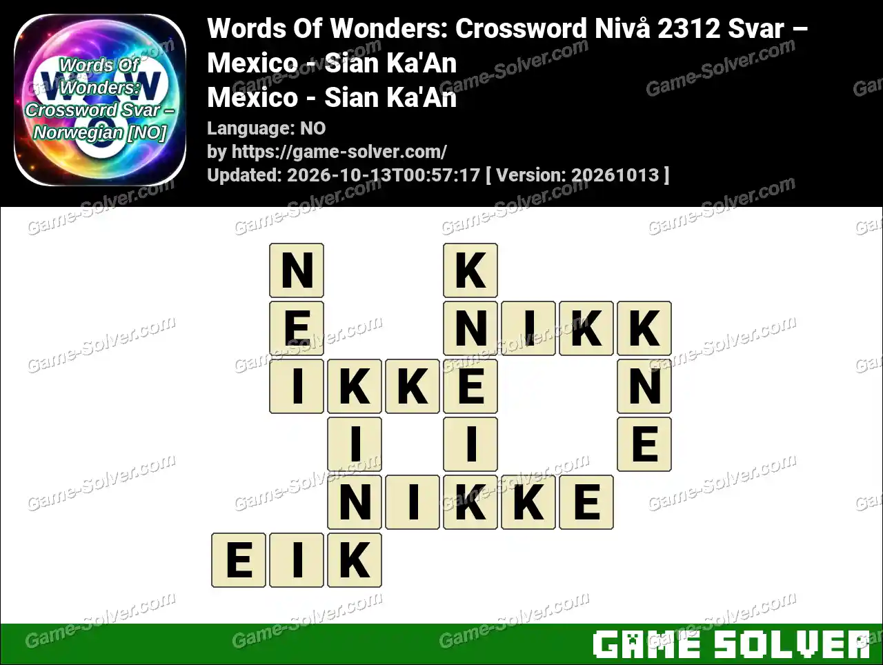 Words Of Wonders: Crossword Nivå 2312 Svar – Mexico – Sian Ka’An